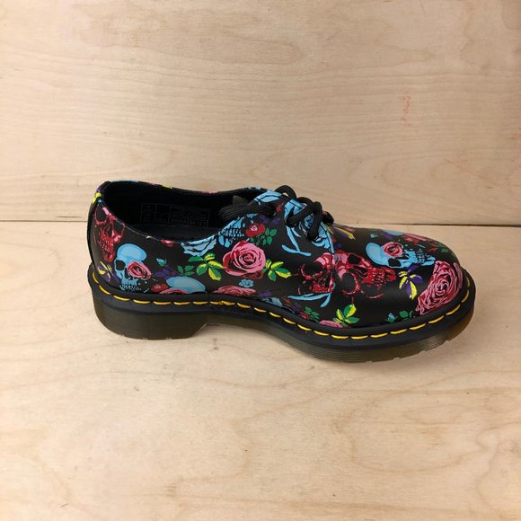 Dr. Doc Martens Airwair Rose Skull Mary Jane Shoes - Picture 3 of 6